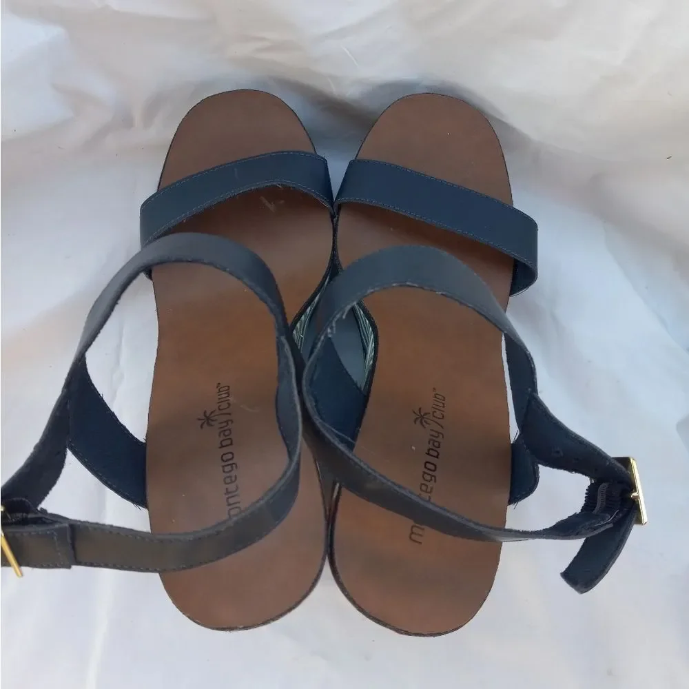Montigo Bay Retro Striped Wedge Sandals Size 7